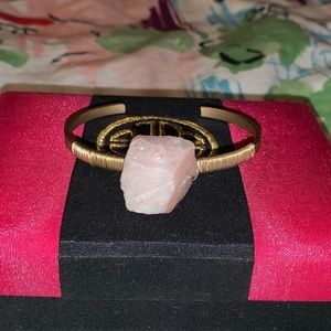 Matr Boomie Rose Quartz Brass Cuff